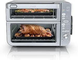 Ninja Air Fryer & Toaster Oven Combo with Thermometer | Double Stack XL | 12-in-1 | Smart Finish & DualZone Technology Cook 2 Meals at Once | Air Fry, Bake, Broil, Reheat | Stainless Steel | DCT651
