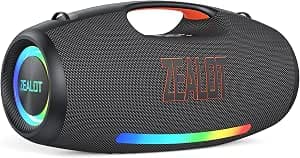 Zealot 250 W Portable Bluetooth Speaker with LED Light, Stereo Sound, Large Speaker with Powerful Bass, 40 Hours Autonomy, Power Bank, Bluetooth 5.3 and IPX6 Waterproof for Outdoor