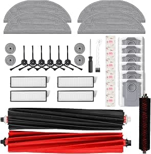 Pack of 35 accessories for Roborock S8 MaxV Ultra vacuum cleaner, 2 main brushes, 4 filters, 4 wipes, 4 mops, 6 dust bags, 6 side brushes, 6 flat fragrance stone, 1 screwdriver, 1 cleaning brush