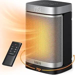 DREO Space Heater, 1500W Portable Electric Heaters for Indoor Use, PTC Ceramic Heater for Office with Remote, Thermostat, 70°Oscillation, 12H Timer, 5 Modes, Safe Quiet Room Heater for Bedroom