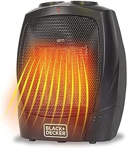 BLACK+DECKER Portable Space Heater, 1500W Room Space Heater with Carry Handle for Easy Transport