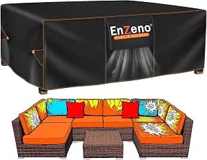 Enzeno Large Garden Furniture Cover,300x200x90cm Outdoor Garden Furniture Set Covers Waterproof,420D Heavy Duty Patio Furniture Covers for Outside,Windproof,&Anti-UV for Chair and Table Rattan Sofa