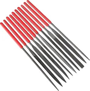 10Pcs Needle File Set- Hardened Alloy Steel, Mini Set Includes Tapered Round, Half Round, Barrette, Crossing, Knife, Warding, Square, Three Square
