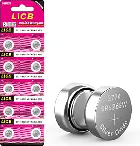 LiCB 10 Pack SR626SW 377 Watch Battery,Long-Lasting & Leak-Proof,High Capacity Silver Oxide 1.55V Button Cell Batteries for Watch