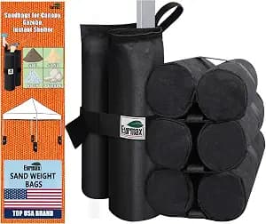 Eurmax USA 150LBS Weight Capacity Weight Bags for Pop up Canopy Outdoor Shelter,Gazebo Instant shelter Leg Canopy Weights, Sand Bags, Set of 4(Black)