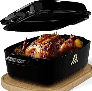KAISERTAL Enamelled Cast Iron Roasting Dish with Lid - 28 cm Casserole Pot 6 L | Oven-Safe Induction Indoor & Outdoor | 7 kg Cast Iron Pot Enamelled - Cast Iron Pot for Roasting Dishes & Casseroles