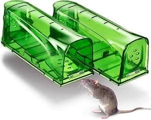 Trazon Humane Mouse Traps Catch and Release That Work - Mouse Traps No Kill - Live Mouse Traps - Reusable Mouse Traps for House,Garage,Outside,Small Mice,Multiple Mice - 2 Pack