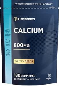 Calcium Carbonate Powder Tablets 800mg | Food Supplement | 180 Vegan Tablets | Horbaach