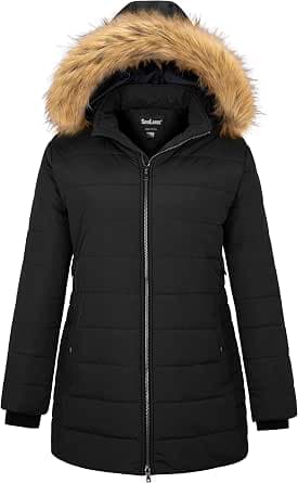 Soularge Women's Plus Size Winter Thicken Puffer Coat with Detachable Hood