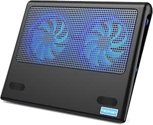 TECKNET Laptop Cooling Pad, 12"-16" Laptop Cooler with 2 Quiet Fans, Ergonomic Comfort Gaming Laptop Cooling Stand, Speed Adjustable Cooling Pad