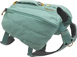 Ruffwear, Front Range Day Pack, Dog Backpack with Saddlebags, 5-Point Adjustment, 3 Leash Points, Padded Handle, Internal Mesh Pockets, Reflective Trim, Light Loop, River Rock Green, Large/X-Large