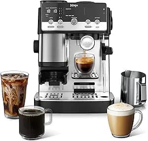 Ninja Luxe Café Mini, Espresso Machine & Drip Coffee, Stainless, ES301 | Built-in Burr Grinder, Precision Scale & Manual Steam Wand, Lattes, Cappuccinos & More