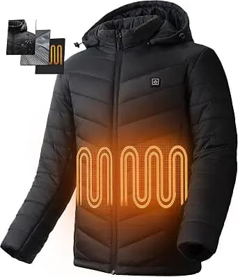 Heated Jacket with 12V 20000mAh Battery Pack, Heated Jackets for Men Ideal for Winter Cycling, Skiing, Camping, Fishing