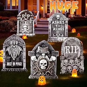 25.6inches Halloween Decorations Outdoor, DIY Halloween Decorations Outdoor of Gravestone Yard Signs, Extra Large Halloween TombstonesCemetery Headstones Scary Decorations for Garden with Waterproof