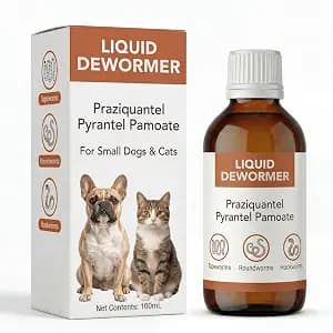Liquid DeWormer for Dogs & Cats, Praziquantel & Pyrantel Pamoate, Targets Tapeworm, Roundworm & Hookworm, Dewormer for Puppies(6-25 lbs) & Kittens, Broad Spectrum - 100mL