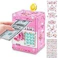 Pink Piggy Bank for Kids with Password Code Lock and Auto Grab Bill Slot, PhilaeEC Real Money Cash Coin Can Saving Box Electronic Money Safe Bank, Hot Gift for 4 7 8 9 10 11 Year Old Boys Girls