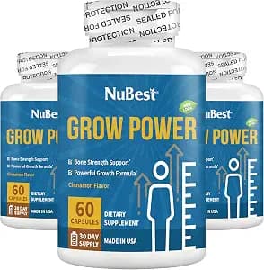 NuBest Grow Power - Calcium Supplement - Magnesium Supplement with Vitamin D3, B6, Zinc, Phosphorus and Multivitamin for Strong Bones, Overall Health for Age 10+ | Pack 3