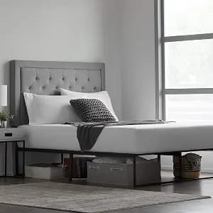 WEEKENDER Modern Bed Frame—Matte Black Steel—Extra Storage Space—2500 Pound Weight Capacity—5 Year Warranty Platform, King