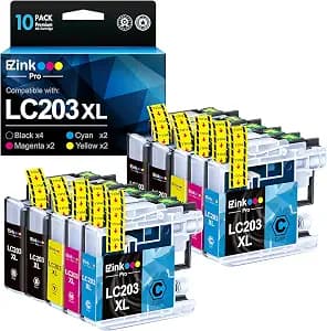 E-Z Ink Pro LC203XL Compatible for Brother LC203XL LC201XL Ink Cartridges | LC203 XL LC201 XL use with MFC-J480DW MFC-J880DW MFC-J4420DW MFC-J680DW MFC-J885DW (Black, Cyan, Magenta, Yellow,10 Pack)