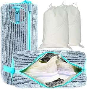 Shoe Washing Machine Bag, 2 Pack Shoe Laundry Bags for Washer and Dryer, Reusable Sneaker Wash Bag with Self-Locking Zipper, 360° Deep Cleaning, Protects Shoes and Washer(Gray)