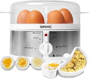 Duronic Electric Egg Boiler EB35 WE Steamer for Eggs 350W Automatic Egg Boiler Electronic Omelette Maker Poacher for 7 Soft, Medium & Hard Boiled Eggs
