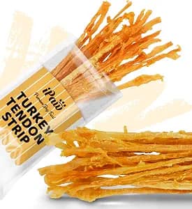iPaw Turkey Tendons for Dogs, Single Protein, Hypoallergenic, All Natural Human Grade Puppy Chew, Rawhide Alternative Dog Treats, 1 Pack Strip (Large)