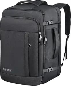 Gieury Carry On Backpack, 50L Travel Backpack, Luggage Backpack TSA Flight Approved Laptop Backpack for Men & Women, Large Expandable 40L Daypack Lightweight Business Weekender Bag, Black