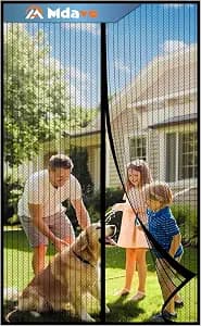 Magnetic Screen Door, Fit Door Size 48 x 80 Inches, Screen Doors with Magnets, Pet & Kid Friendly，Works with Front Doors, Sliding Doors ‎Black