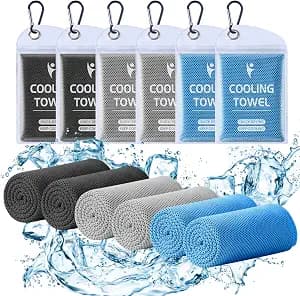 Clothirily Cooling Towels for Women Men, Breathable Cooling Towels for Neck and Face, Workout Towel for Hot Weather, Sweat Towel for Gym Yoga, Camping, Fitness, Running, Traveling, 6 Pack 40"x12"