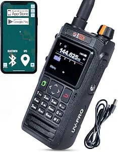BTECH UV-PRO IP67 Dual Band VHF/UHF Two-Way Radio - APRS, Bluetooth, GPS, Text Messaging, Aviation Band Scanner, NOAA Weather Alerts, USB-C Rechargeable Battery
