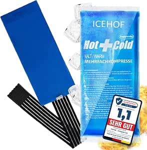 ICEHOF Cooling Pad with Fleece Cover - Cuddly Soft, Long Cooling Time - Cooling Pack Gel Ice Pack Cooling Gel Cooling Compress Cold Compress Cooling Compresses Cool Bag Ice Bag Blue