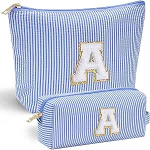 Parima Personalised Cosmetic Bag Girls Cosmetic Bag Women's Makeup Bag with Letter A Travel Makeup Bag Gifts for Women Girlfriend Mum Sister Gift Teenager Girls Gifts