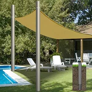 Shade Sail Poles, Heavy Duty Sun Shade Poles, Screw in Poles for Sun Shades Outdoor, 12 Ft Sun Shade Sail Poles with D-Clamps, 2.28" Sun Shade Pole Kit for Ground Soil Backyard, 2 Packs