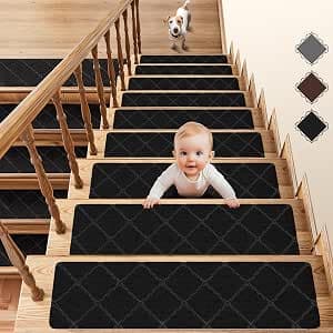 Stair Treads for Wooden Steps 8" X 30",Self Adhesive Stair Treads for Stair treads Non Slip Indoor,Reusable Carpet Stair Treads fit Non Slip Stair treads for Children Elderly and Pets 15 Pack