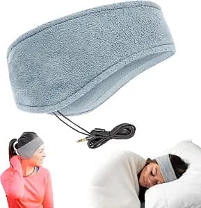 CozyPhones Sleep Headphones - Over Ear Headphones from Ultra Thin Cool Mesh Wired for Side Sleepers, Meditation, Running, Laptop, and Phone - Gray Lycra