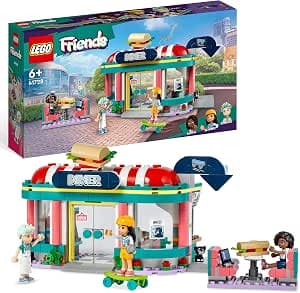 LEGO 41728 Friends Restaurant in Downtown with Toy Mini Dolls Liann, Aliya and Charli from 2023, Restaurant Playset for Children from 6 Years