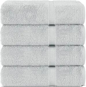Chakir Turkish Linens |Hotel & Spa Quality 100% Cotton Premium Turkish Towels | Soft & Absorbent (Silver Gray, Bath Towel - Set of 4)
