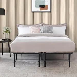 Naomi Home Full Metal Bed Frame- 14 Inch Metal Platform Beds w/Heavy Duty Steel Slat Mattress Foundation (No Box Spring Needed) – Black