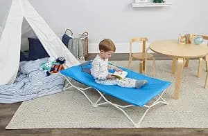 Regalo My Cot Pals Small Single Portable Toddler Bed, Raccoon, Blue, 48x24.5x9 Inch (Pack of 1)