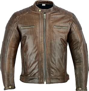 Texpeed Motorcycle Leather Jacket, Brown with CE Protection, All Sizes, brown